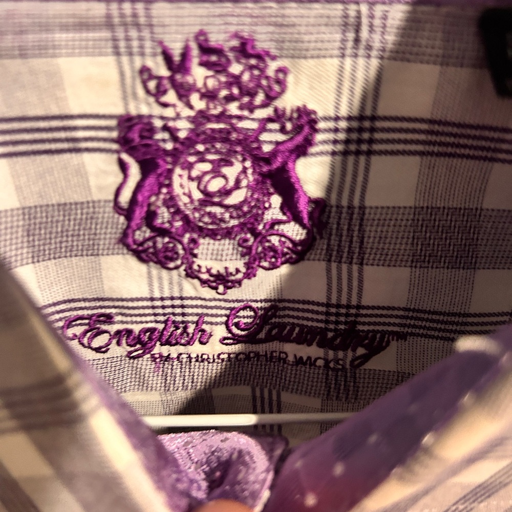English Laundry men's long sleeve button-down shirt  15.5-32/33 purple - Picture 3 of 4